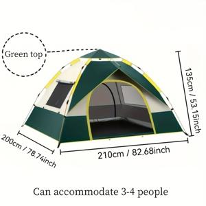 TEMU 자동 팝업 텐트 - 옥스포드 원단 쉘터, 컴팩트 & 내구성 강화, 올시즌 캠핑용 파이버글라스 폴, 쉬운 지퍼 기능으로 하이킹 및 아웃도어 모험에 적합