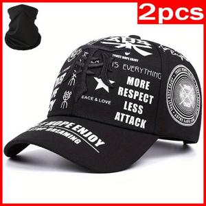 TEMU 2pcs 야구 모자 & 마스크 세트 - 