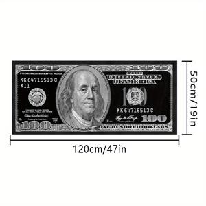 TEMU 1개 미국 달러 지폐 디자인 바닥 매트 - 벤자민 프랭클린 초상화 - 미끄럼 방지 백킹 - 홈 오피스 은행용 - PVC 소재 - 세척 쉬움, 독특한 장식품, 상세 일러스트레이션