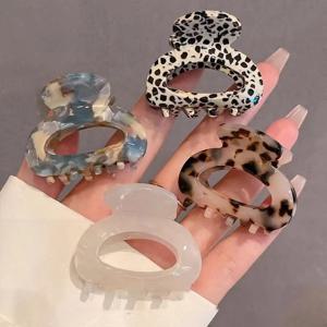 TEMU 6개/4개 세트 우아한 스위트 레이디 아세테이트 클로우 클립, 소형 오벌 헤어핀 - 빈티지 하프업 스타일용 커피 브라운, 화이트, 블랙 | 프린트 & 솔리드 컬러 | 머리끈, 포니테일, 번 스타일에 적합한 고정력 헤어 액세서리, 귀엽고 세련된 디자인