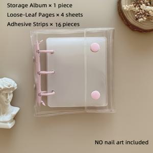 TEMU 투명 디스플레이 페이지가 있는 프레스형 네일 아트 보관 북 - 휴대용 네일 정리 케이스, 네일 테크니션, 매니큐어 & 페디큐어 여행, 프레스 네일 컬렉션에 적합