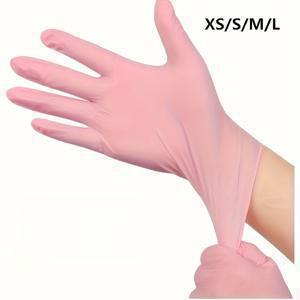 TEMU 30개입 핑크 니트릴 일회용 장갑 - 라텍스 프리, 파우더 프리, 주방/청소/네일아트/미용/공구 작업에 적합 - XS/S/M/L 사이즈 제공