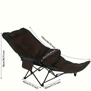 TEMU 조절 가능한 접이식 라운지 의자, 분리 가능한 다리받이 - 캠핑, 낚시, 여행 및 해변을 위한 두꺼운 휴대용 라운지 의자 - 보강된 디자인, 패딩된 сид이 및 등받이, 가벼운 내구성 있는 프레임, 야외 휴식, 캠핑 필수품, 휴대가 편리한 쿠션 сид이, 튼튼한 구조