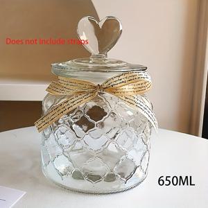 TEMU 파리다바이오 하트 뚜껑 유리병 - 밀폐, 식기세척기 사용 가능, 차·향신료·캔디용, 웨딩 파보르, 홈 데코, 심플한 디자인, 내구성 강화, 티 러버를 위한 스타일리시 보관 용기, 재사용 가능한 캔디 정리함, 기념품 선물용