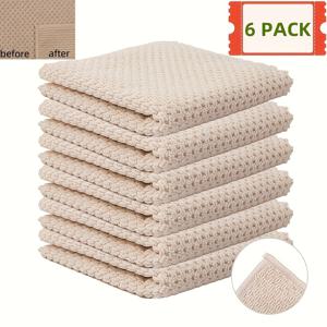 TEMU 6팩 상업용 커피 머신 청소 천 - 양면 건식/습식 사용, 주방·사무실·휴게실용 고강도 재사용 마이크로파이버 클리너 - 그레이