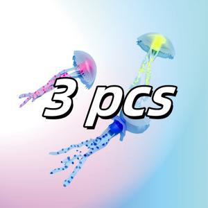 TEMU 현실적인 해파리 수족관 장식품 - LED가 있는 자체발광 젤라틴어류용, 매달린 촉수로서 물고기에게 안전한 다색상(녹색, 분홍색, 파란색, 보라색, 주황색, 노란색) 선택가능. 담수·해수 양방향 사용 가능, 청소하기 쉬운 내구성 있는 디자인, LED와 촉수로 생동감 넘치는 3D 효과, 무독성 재질의 아쿠아틱 데코