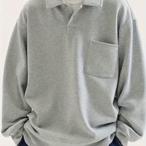 TEMU [30일 1234pcs] 남성용 긴팔 폴로 셔츠, 단색 커플 후드티, 신상 가을/겨울용 헤비 칼라 베이스 레이어 탑|남자셔츠|셔츠|남자옷