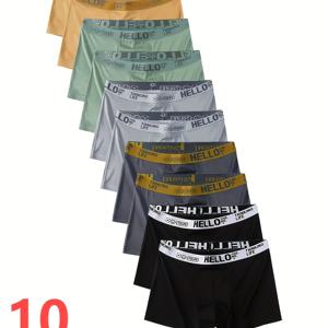 TEMU 10팩 랜덤 남성용 드로즈 | 캐주얼, 통기성, 편안한 탄성, 단색 스포츠 반바지