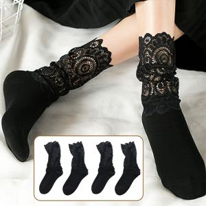TEMU 1쌍/2쌍/3쌍 및 다양한 수량 옵션, 여성용 레이스 양말, 여성용 메쉬 양말, 미드 캐프 양말, 얇은 드레스 양말, 섹시하고 귀여운 스크런치 양말, 편안한 양말, 레이스 트림 여성용 양말