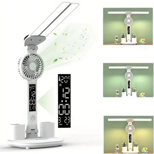 TEMU USB 전원, 접이식 스마트 독서등, 시간 표시, 밝기 조절, 터치 컨트롤, 색온도 조절 기능이 있는 다기능 LED 데스크 램프 (가정, 서재, 사무실용), 사무실용 데스크 램프, 학습 조명