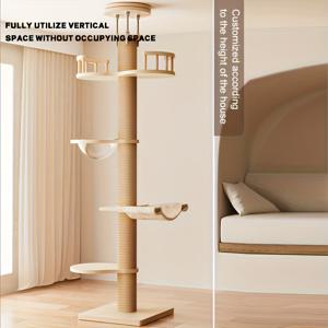 TEMU 고양이용 다층형 고양이 나무 타워, 긁는 포스트, 관측 플랫폼 및 워터폴 보드 - 실내 고양이용 공간 절약형 수직 애완 동물 가구, 내구성이 뛰어난 플라이우드 구조, 실내 고양이용 고양이 타워, 다층형 디자인, 튼튼한 구조