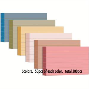TEMU 300개 3x5인치 라인 노트 카드 - 학습용, 사무용, 학교용 인덱스 탭 - 화이트, 핑크, 블루, 그린, 퍼플 색상 - 책, 문서, 프레젠테이션을 위한 완벽한 선택, 다색 인덱스 탭 | 내구성 있는 종이 소재