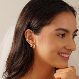 TEMU 여성을 위한 4 쌍의 작은 금색 헐거우 호프 귀걸이, 두꺼운 경량 하이퍼 제거성 귀걸이 스택 카르티지 호프 귀걸이 세트, 다중 뾰족한 트렌디한 보석