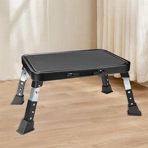 TEMU 블랙 접이식 스텝 스툴 - 조절 가능한 높이, 미끄럼 방지 표면, 330파운드 용량, 견고한 4족 금속 프레임, 가정 및 사무실용, 여행용 다목적 1단계 사다리, 추수 감사절, 아버지의 날, 드래곤 보트 축제에 이상적인 선물, 가정 이동 보조, 현대적 이동 보조, 미끄럼 방지 표면