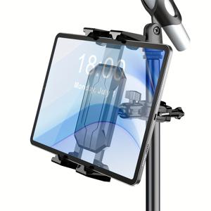 TEMU 범용 태블릿 및 휴대폰 스탠드, 라이브 스트리밍 및 전자상거래 호환, 마이크 스탠드, 런닝머신, 자전거 및 다양한 원형 튜브와 호환 가능, 4-14인치 태블릿 및 폰 지원