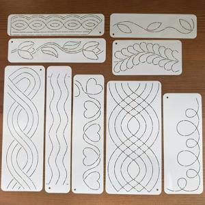 TEMU 9pcs 그룹 B 수제 DIY 패치워크 템플릿 PET 재봉틀용 벽 장식 테두리 디자인 패치워크 퀼트 프레싱 패턴 템플릿