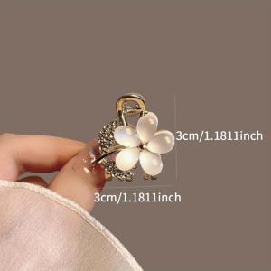 TEMU 1팩 소형 캣아이 플라워 미니 헤어 클로, 로맨틱한 꽃무늬 디자인의 여성용 고급 헤어 액세서리 - 발렌타인데이를 위한 완벽한 선물