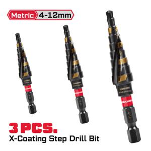 TEMU 4-12Mm 산업용 코팅 스텝 드릴, 세트 3개 또는 5개 포함, 고경도 및 강한 내마모성 특징, 고속강으로 제작, 고정밀 기계 작업에 적합. 하나의 드릴 비트는 다양한 지름의 구멍을 완성할 수 있으며, 자주 교환하는 도구를 필요로 하며, 이 제품은 금속, 플라스틱, 돌, 목재에 드릴할 수 있어 가정 사용, 수리, 공학, 건설에 이상적입니다
