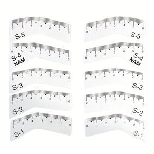 TEMU 5쌍 여성용 재사용 가능한 DIY 눈썹 스텐실 세트 - 측정 표시가 있는 표준 자, 오벌 브러시 & 폴리에스터 솔, 정밀한 눈썹 디자인, 모든 연한 베이지 타입, 미용 도구, 슬림한 디자인, 내구성 있는 구조, 쉐이핑 툴, 속눈썹 적용, 오래 지속되는 재사용 가능, 메이크업 애호가, 살롱 전문가용