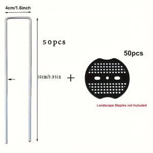 TEMU 100개 50개 U자형 지상 못 + 50개 지상 매트 U자형 지상 못 잔디 지상 커버 못 야외 텐트 7자형 못 정원 카펫 못 아연 도금 강철 못 방지 잡초 못