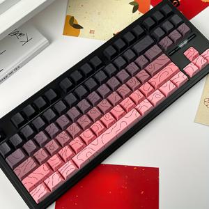 TEMU 133키 블랙베리 그라데이션 PBT 키캡 세트, 64/68/75/84/87/98/104/108 기계식 키보드용, MX 스위치 호환, 백라이트, 게이밍 및 사무용, 원래 높이, PC 소재, 펑크 스타일, 게이밍 키보드 액세서리 | 그라데이션 키캡 | 내구성 있는 키캡, 기계식 키보드 액세서리|키캡|키캡