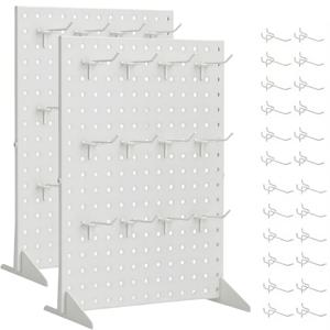 TEMU 17인치 x 13인치 금속 페그보드 디스플레이 스탠드, 12/24 후크 포함 - 공예 전시, 보석, 귀걸이, 열쇠고리 및 스티커용 휴대용 탁상 정리대 - 내구성 있는 파우더 코팅 마감, 견고한 베이스, 소매점 및 소매용 컴팩트 디자인, 공예 전시 정리대, 보석 타워|귀걸이