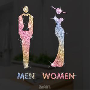 TEMU 1개 블링화장실남녀표지벽스티커 - 우아하고 클래식한 스타일의 변기 문데칼, 제거가능한비닐욕실반짝이는 스티커,집또는사무실용,변기문글리터러빈릴데칼,오피스인테리어,세련된디자인,광택마감,셀프접착형데칼,DIY애호가들을위한내부장식