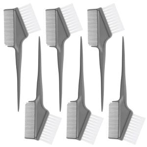 TEMU 6개입 더블엔드 헤어 염색 브러시, 뾰족한 염색 브러시, 2-in-1 염색 브러시 & 빗, 살롱 및 가정용, 고데기, , 터치업 및 풀 컬러에 적합