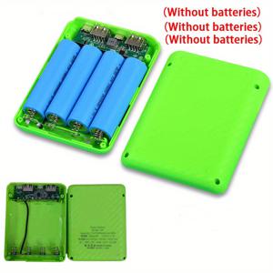 TEMU 4슬롯 18650 배터리 충전기 케이스 - USB 충전 기능이 있는 DIY 무배터리 파워뱅크, 스마트폰 및 태블릿용 컴팩트 디자인, 녹색 플라스틱 하우징, 모던 충전 케이스 | 내구성 있는 플라스틱 케이스