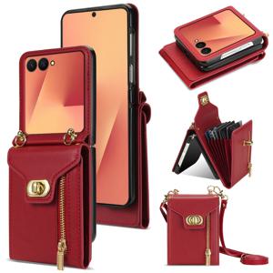 TEMU 삼성 갤럭시 Z 플립 모델 4, 5, 6, 7용 인조 가죽 지퍼 지갑형 크로스바디 휴대폰 케이스|폰케이스|지갑