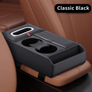 TEMU 자동차 티슈 박스 암레스트 패드, 컵 홀더가 있는 센터 콘솔 정리 가방, 4-in-1 다기능 듀얼 물병 거치대 및 휴대폰 키 보관용 자동차 안경 케이스. 고품질 지지 프레임 센터 컨트롤 패널 플로어 콘솔|폰케이스|수납정리함|케이스