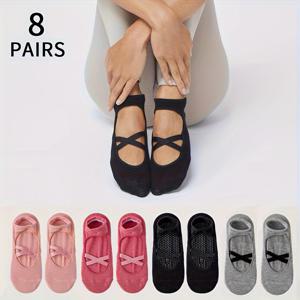 TEMU 8팩 여성용 미끄럼방지 요가 양말 - 러닝, 체육관, , 발레 & 바닥운동을 위한 전문적인 그립감 - 멀티컬러 (블랙, 핑크, 그레이, 화이트, 베이지) with 아치 서포트와 앵클 쿠션링 - 댄스 & 피트니스 애호가를 위한 완벽한 선물, 워크아웃 이상품, 내구성 있는 소재, Hand Wash Only, 헬스장 다니기 좋은 제품