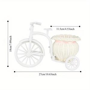 TEMU 1개 빈티지 자전거 꽃 바구니 - 오픈탑 플로랄 어레인지먼트 홀더, 파스텔 핑크/화이트, 홈, 오피스, 웨딩, 파티 장식용 - 꽃, 식물, 문구류를 위한 장식적인 보관 정리함 - 쉬운 청소 바구니, 꽃 장식 액세서리,