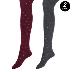 TEMU 가을/겨울용 2팩 자카드타이츠, 하트무늬 디자인, 편안함과 따뜻함을 위한 100% 레이온-폴리에스터 혼방