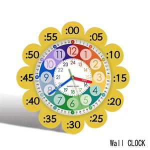 TEMU 1개 JFHT 모던한 벽시계, 색상이 변하는 꽃잎 & 크고 읽기 쉬운 숫자 - 무소음 쿼츠 기계식, 불규칙적인 커팅 디자인, 얼굴 (보라/주황/빨강/초록) - 나무로 만든 배터리 구동형 벽시계, 거실용, 침실용, 사무실용 - 교육적이며 장식적인 타임피스, 대형 벽시계, 벽면 장식용 클락