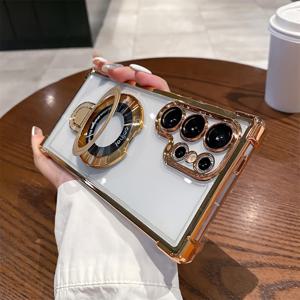 TEMU 삼성 갤럭시 S25, S24, S23, S22, S21, S20 울트라 시리즈와 호환되는 사각형 방지 매그네틱 스탠드. 또한 A56, A55, A54에도 적합합니다. 무선 충전을 지원하며, 렌즈 필름이 있는 투명한 휴대폰 케이스와 함께 제공됩니다|S21케이스|S22케이스