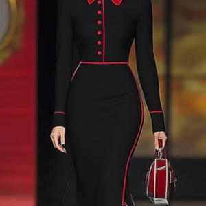 TEMU 여성용 우아한 포멀 & 데일리 드레스 - 긴소매 A라인 파티, 오피스, 웨딩 복장 - 파티, 비즈니스 미팅, 캐주얼 의상에 어울리는 핏 - 간편한 관리의 시크한 의상, 오피스룩, 클래식 칼라, 고품질 스티칭, 다용도 의류