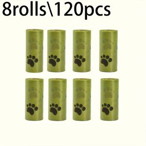 TEMU 8롤/120매 고양이 & 강아지 배변봉투 - 초강력 방수, 쉬운 청소 폴리에틸렌, 귀여운 발자국 디자인, 강아지 & 새끼고양이용, 호환 모델, 휴대용 펫 배변봉투, 내구성 있는 배변봉투, 발바닥 보호, 쉬운 청소, 냄새 차단, 재미있는 패턴, 생동감 있는 프린트, 방수 소재, 튼튼한 구조, 새끼고양이 케어