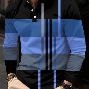 TEMU 남성용 긴팔 폴리에스터 골프 & 테니스 셔츠 - 캐주얼 디자인, 약간 신축성 있는 원단, 버튼업 칼라, 가볍고 통기성 좋은 봄/가을용, 야외 스포츠 및 캐주얼 착용에 완벽, 클래식 칼라 디자인, 편안한 핏, 니트 소재, 남성 의류, 남성 폴로 셔츠, 남성 티셔츠