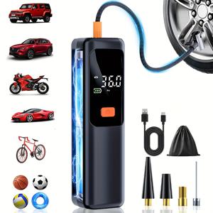 TEMU 자동차용 휴대용 무선 타이어 공기 주입기, 디지털 압력 게이지가 있는 고출력 컴팩트 무선 에어 컴프레서, 미니 자동차 에어 펌프, USB 충전 리튬 배터리, 차량 및 차량에 적합, 슬림 디자인, 내구성 있는 구조, 차량 유지보수, 컴팩트한 디자인, 신뢰할 수 있는 성능, 로드 트립 필수품, 자동차 액세서리|타이어