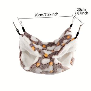 TEMU 소형 동물용 따뜻한 이중 레이어 행잉 펫 해먹 - 부드러운 폴리에스터 다람쥐 & 햄스터 침대, 조절 가능한 스트랩, 직사각형 디자인, 조립 불필요, 다양한 색상 옵션 (보라색/흰색, 베이지색/흰색, 하늘색/흰색, 분홍색/흰색) - 아늑한 실내/실외 사용, 소형 동물 침대, 실내 애완 동물 침대, 재미있는 디자인, 튼튼한 애완 동물 침대