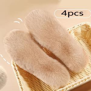 TEMU 4개 세트 초두께 보온 - 울트라 소프트 플러시 퍼 같은 질감 (인조 토끼/양/ 퍼 같은 소재) - 남성/여성용 방한 신발 & 부츠 깔창, 겨울 슬리퍼, 부츠, 모카신 - 올인원 보온 및 편안함 - 당뇨병 발 및 민감한 피부에 이상적인 연한 베이지 - 자연스러운 퍼 트림 - 사용 및 보관이 간편 - 다양한 색상 옵션