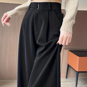 TEMU 여성용 트위드 정장 팬츠, 가을/겨울 그레이 하이웨이스트 레그 팬츠, 페티트 여성을 위한 신상 가을/겨울 캐주얼 워크웨어, 벨트 없음|냉장고바지|바지|여성의류