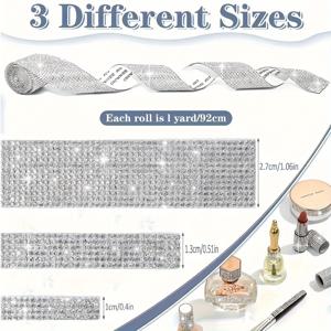 TEMU 3롤 세트 투명/화이트 자체 접착 라인스톤 가랜드 롤 - 2.8mm 폭의 반짝이는 필름, 투명한 중앙과 흰색 가장자리가 있는 플라스틱 필름, DIY 공예, 결혼식, 자동차, 휴대폰, 보석 장식 - 쉽게 맞춤 절단 가능, 접착제 불필요, 롤별 접착 뒷면 (핫멜트 글루와 호환) - DIY 공예, 파티 장식, 가랜드 및 비즈에 이상적 -|시트지