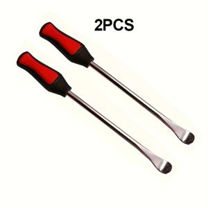 TEMU 2개입 고강도 금속 타이어 레버, 인체공학적 빨간색 손잡이 & 그립 - 자동차, 오토바이용 다기능 휠 제거 도구