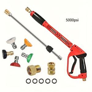 TEMU 5000 PSI 고압 세척 총기 5개 노즐 헤드 및 M22 커넥터 포함 - 자동차, 트럭, , 자전거용 39인치 헤비듀티 스테인리스 스틸 압력 워셔 - 인체공학적 핸들, 내구성 있는 구조, 차량 청소 도구, 견고한 디자인, 튼튼한 구조, 압력 워셔 건, 자동차 세차 액세서리, 자동차 디테일링, 자동차 세차 장비, 자동차 청소|자전거