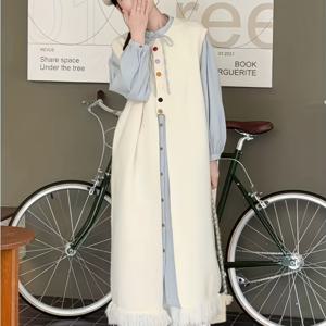 TEMU 여성용 빈티지 스타일 레이지 롱 베스트 드레스