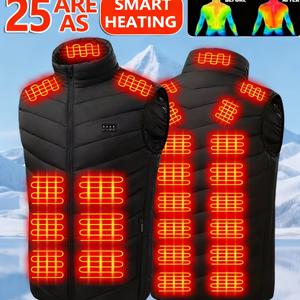 TEMU 21개 온도 구역, 온도 조절 남녀공용 보온 조끼, 민소매 재킷, 가볍고 따뜻한 겨울 야외 스키 및 휴일 선물용 (배터리 미포함)