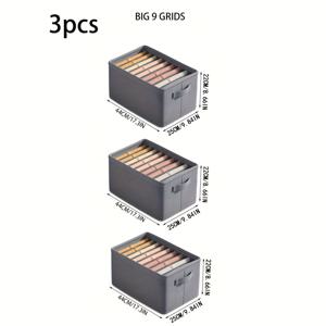 TEMU 3개 세트 9단 청바지 속옷 정리함, 접이식 옷 정리함, 내구성 좋은 소재와 컴팩트한 디자인, 옷장, 침실, 작은 공간 정리에 완벽, 침실 수납,옷장 정리,다중 구획 상자,컴팩트 오거나이저,오래 지속되는 소재,가벼운 저장,의류 정리함,접이식 정리함, 라이프스타일
