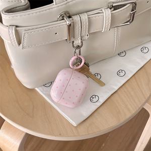 TEMU 1개 핑크 도트 무늬 에어팟 프로 1세대/2세대/3세대/4세대 블루투스 이어폰 케이스, , 트렌디한 액세서리,장난스러운 패턴,꼭 맞는 핏,에어팟 커버,블루투스 액세서리,기술 애호가,음악 애호가